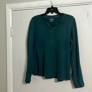 L.L. Bean Teal Button-Up Blouse